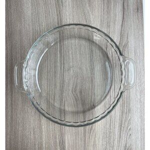 Vintage Anchor Hocking USA Heavy 2+ lb Clear Glass 9.5” 24cm Pie Bake Pan Plate